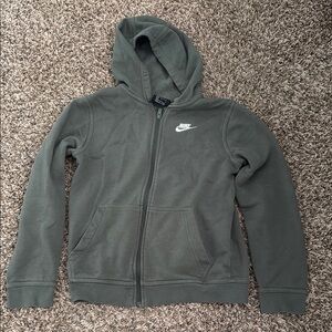 Nike Green Zip-Up Hoodie with Swoosh Logo